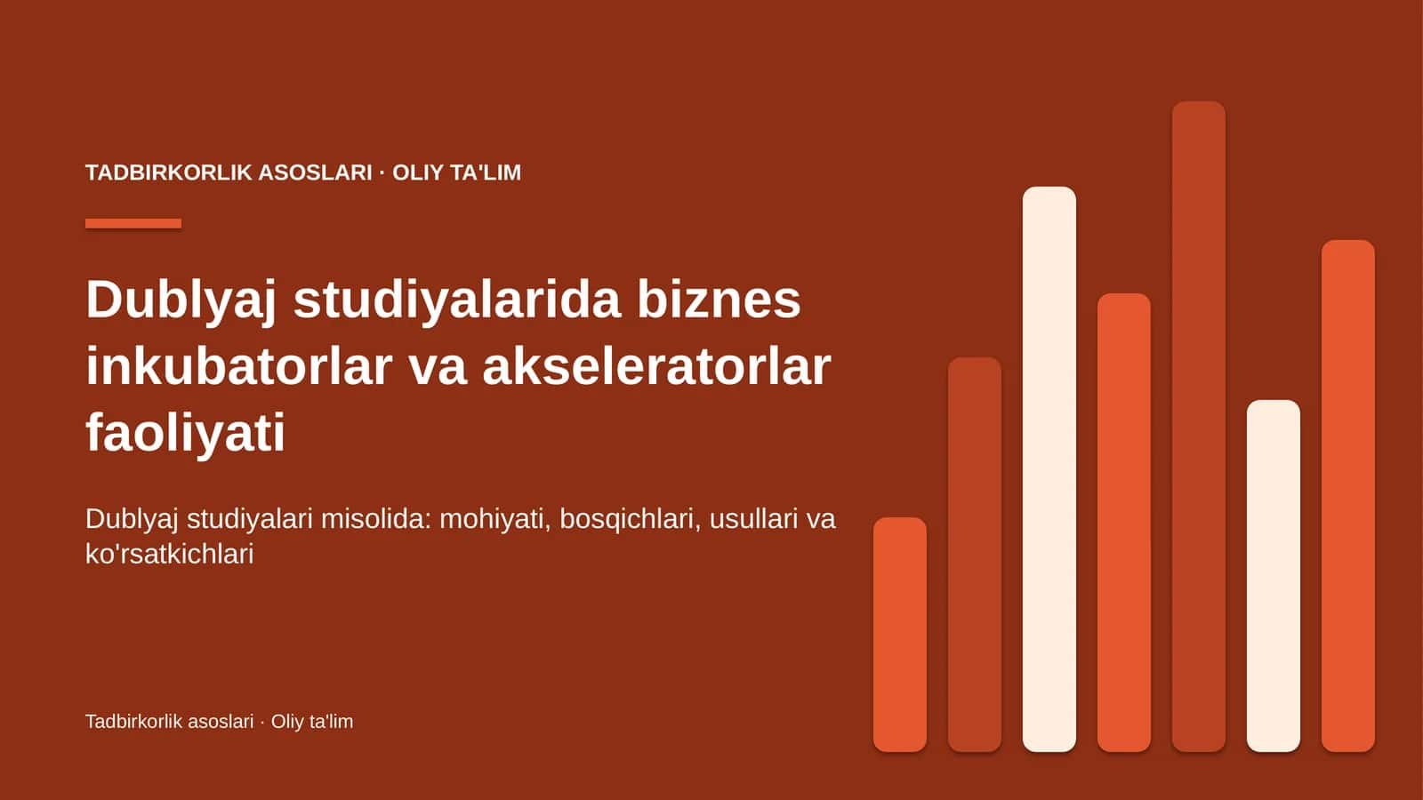 Dublyaj studiyalarida biznes inkubatorlar va akseleratorlar faoliyati