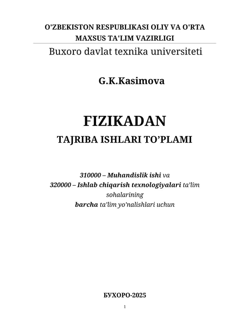 FIZIKADAN TAJRIBA ISHLARI TO’PLAMI