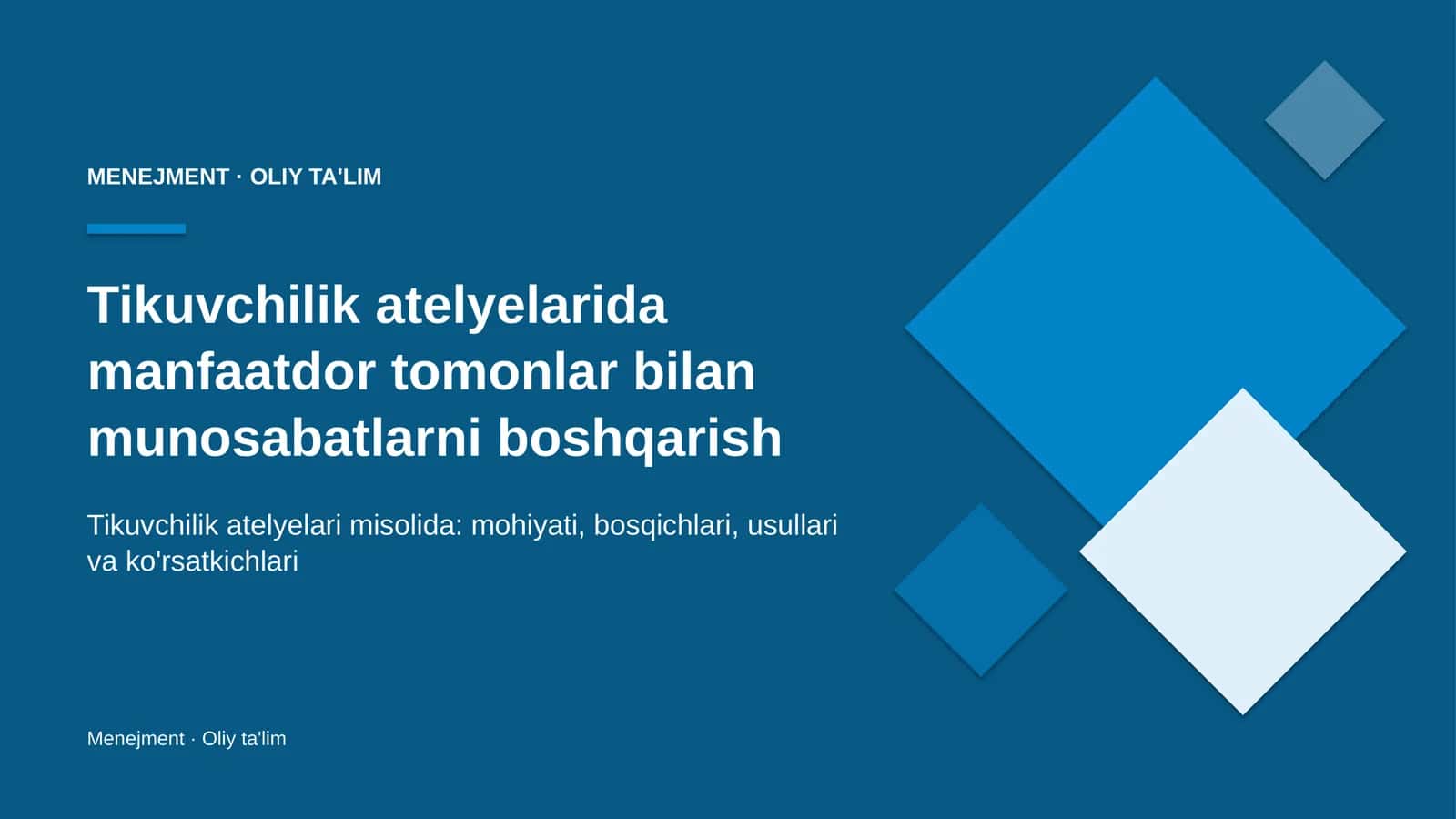 [Tikuvchilik atelyelarida manfaatdor tomonlar bilan munosabatlarni boshqarish]