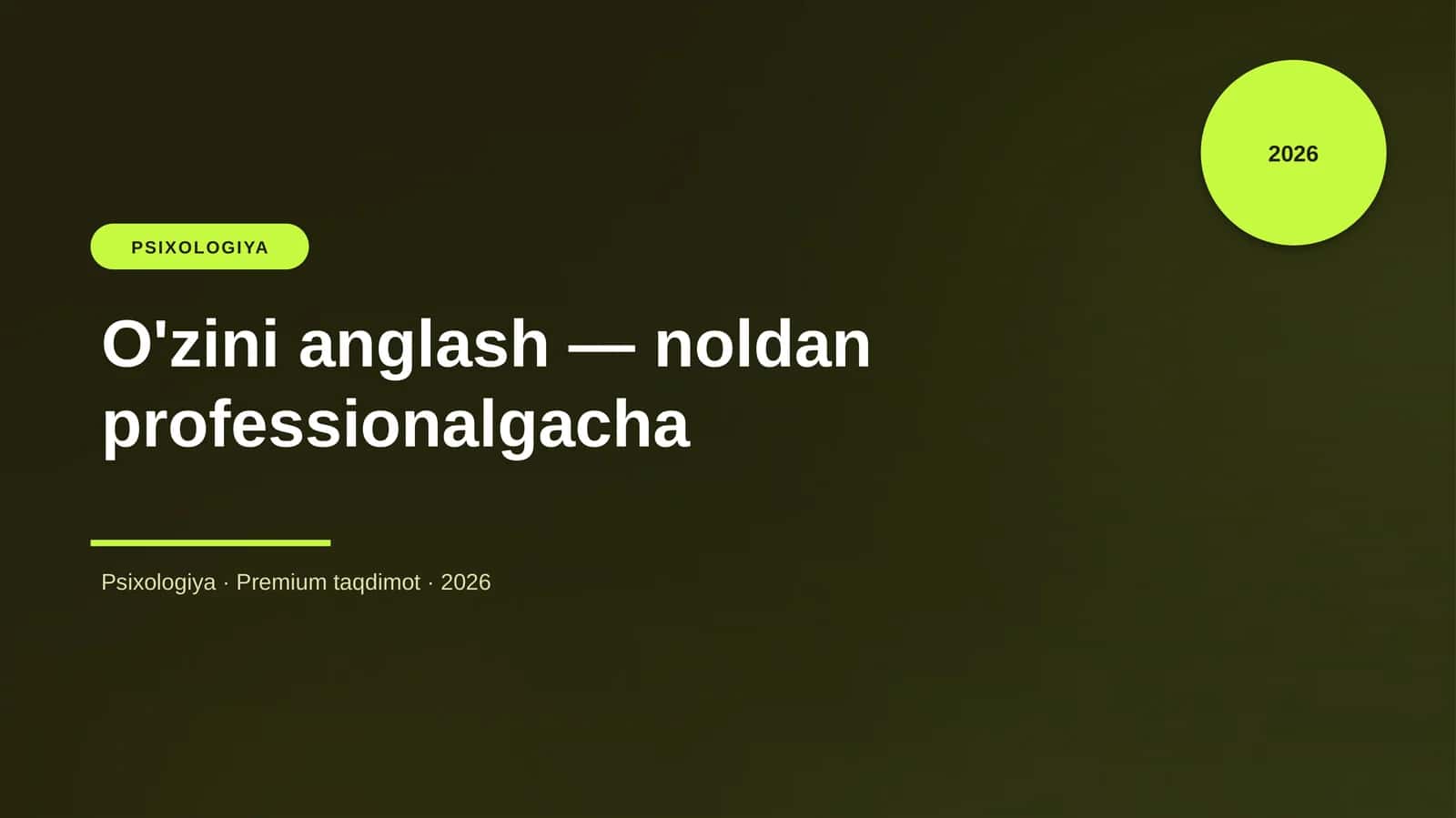 O'zini anglash — noldan professionalgacha