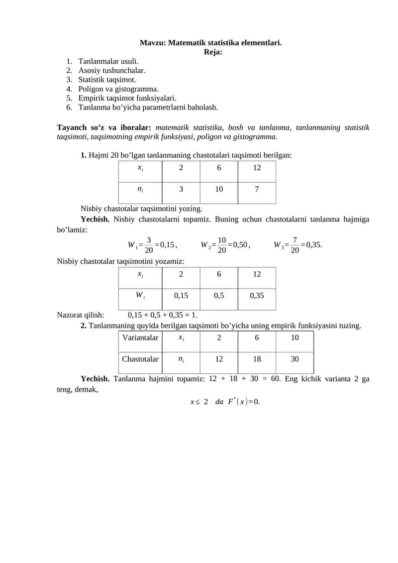 Matеmatik statistika elеmеntlari
