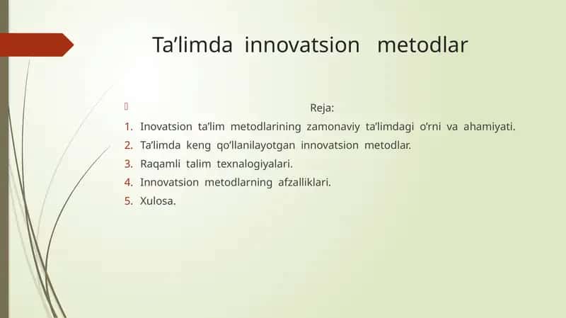 Ta’limda innovatsion metodlar