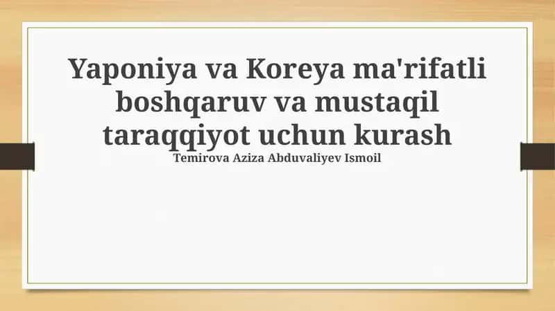 Zamonaviy Yaponiya va Koreyaning merosi