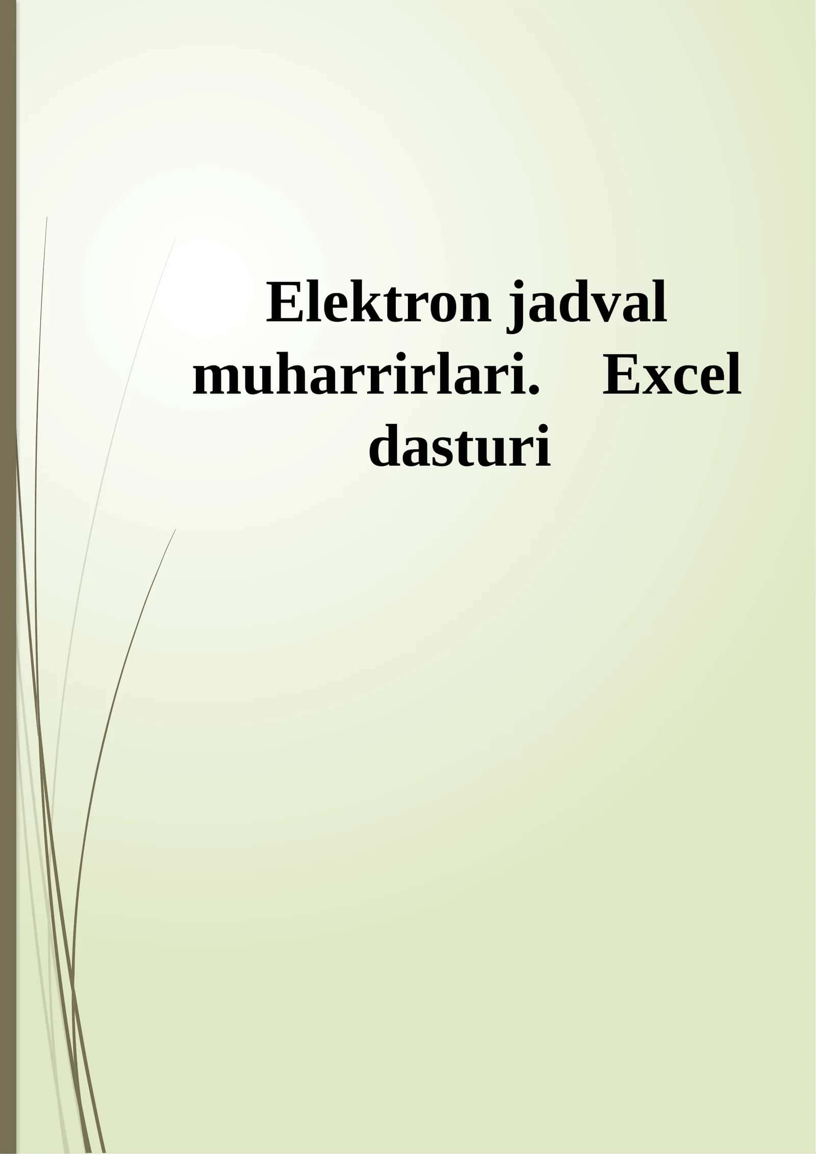 MS Excel 2010 darchasining tuzilishi