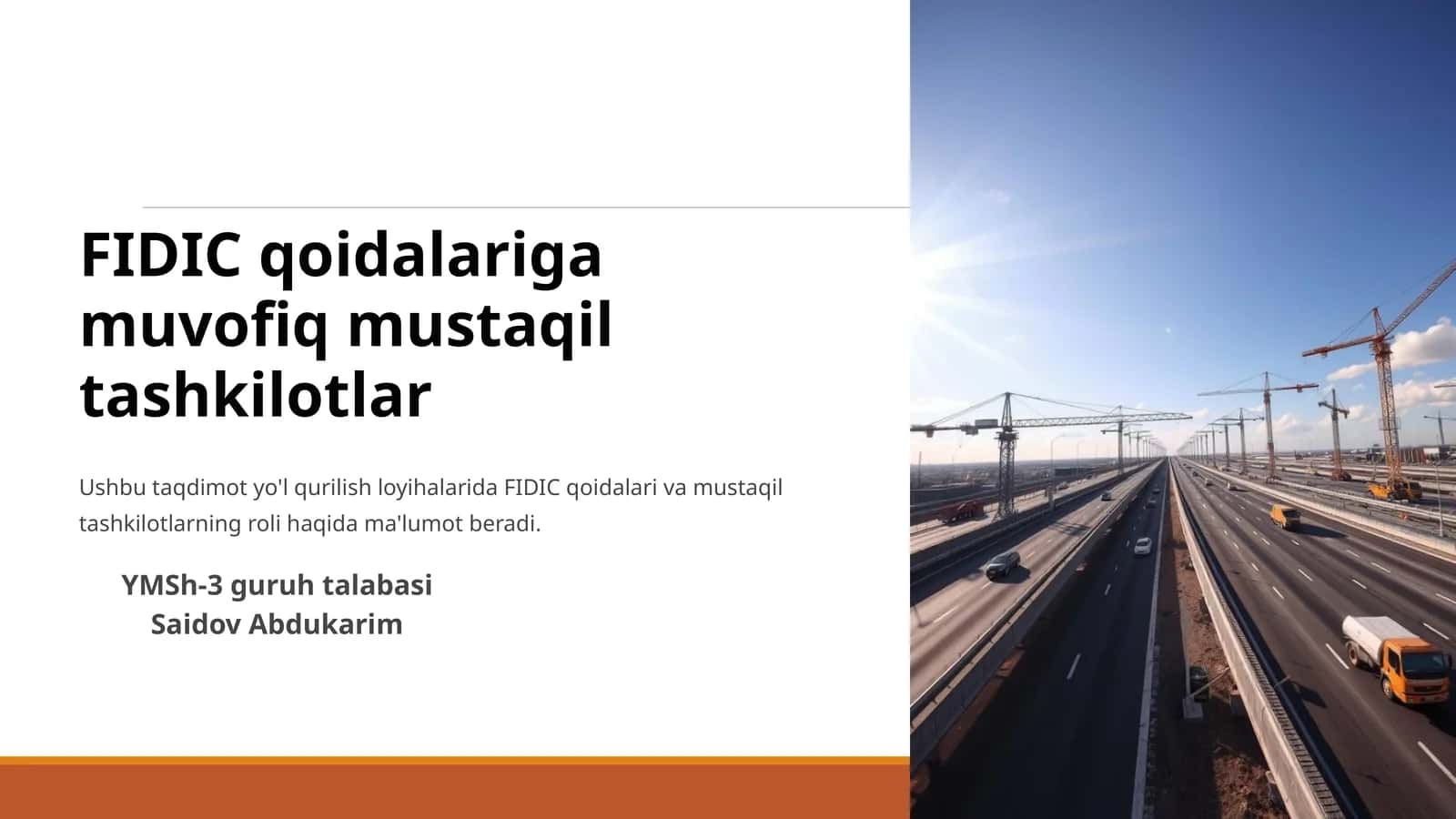 FIDIC qoidalariga muvofiq mustaqil tashkilotlar
