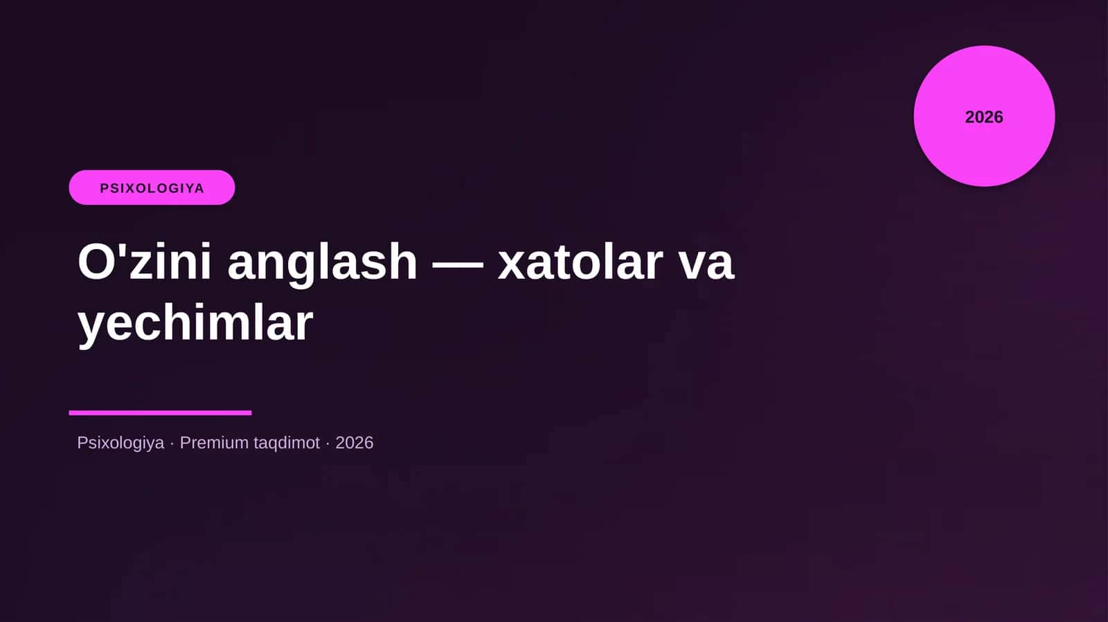 O'zini anglash — xatolar va yechimlar