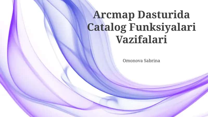 Arcmap Dasturida Catalog Funksiyalari Vazifalari