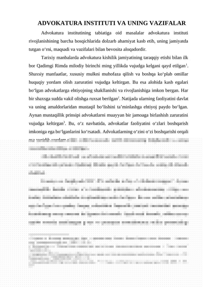 Advokatura Instituti va uning vazifalar