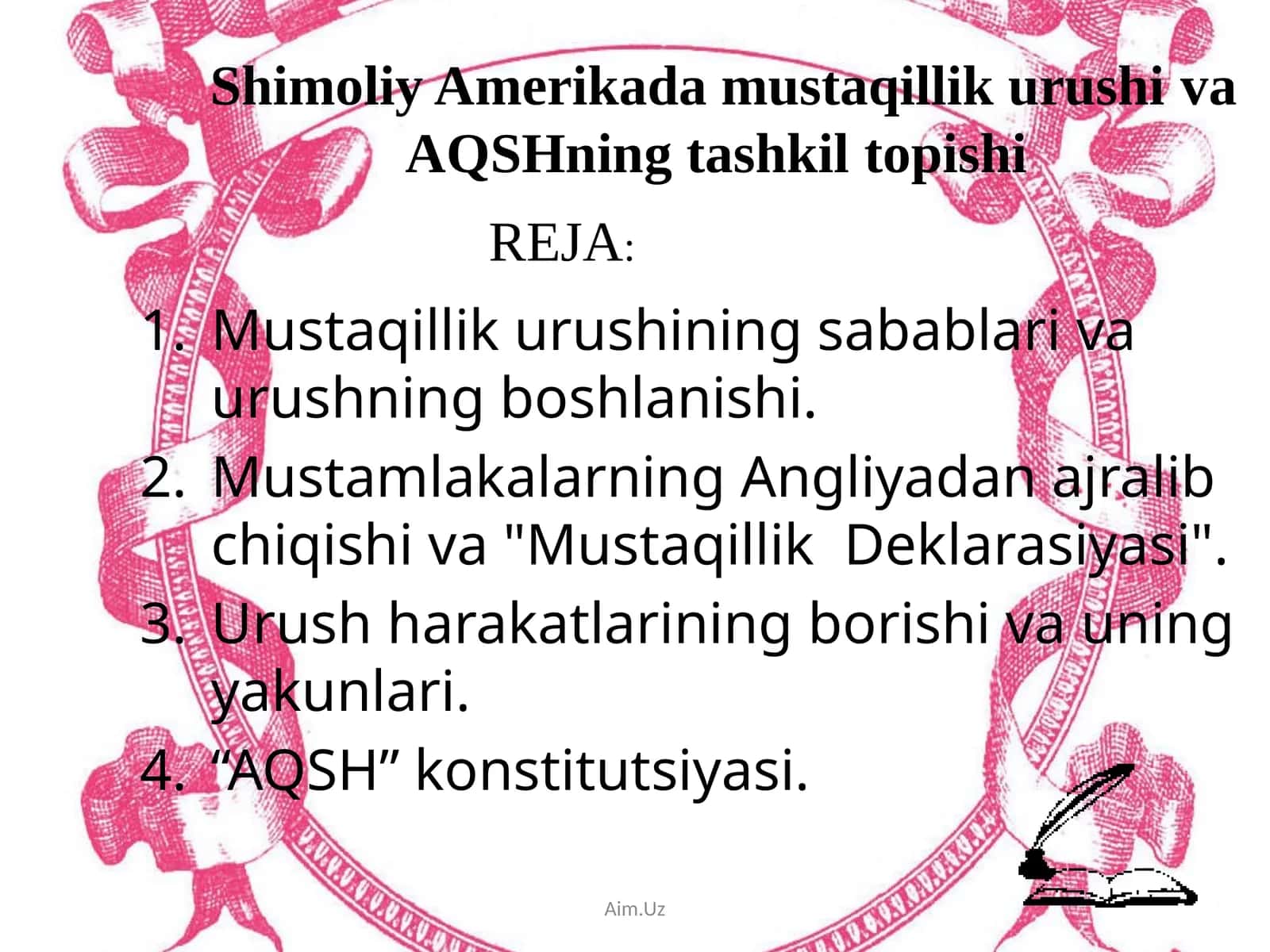 Mustaqillik urushi va AQSH ning tashkil topishi