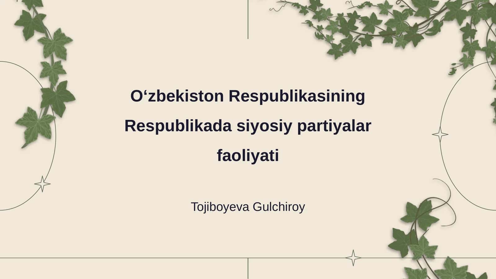 Oʻzbekiston Respublikasining Respublikada siyosiy partiyalar faoliyati