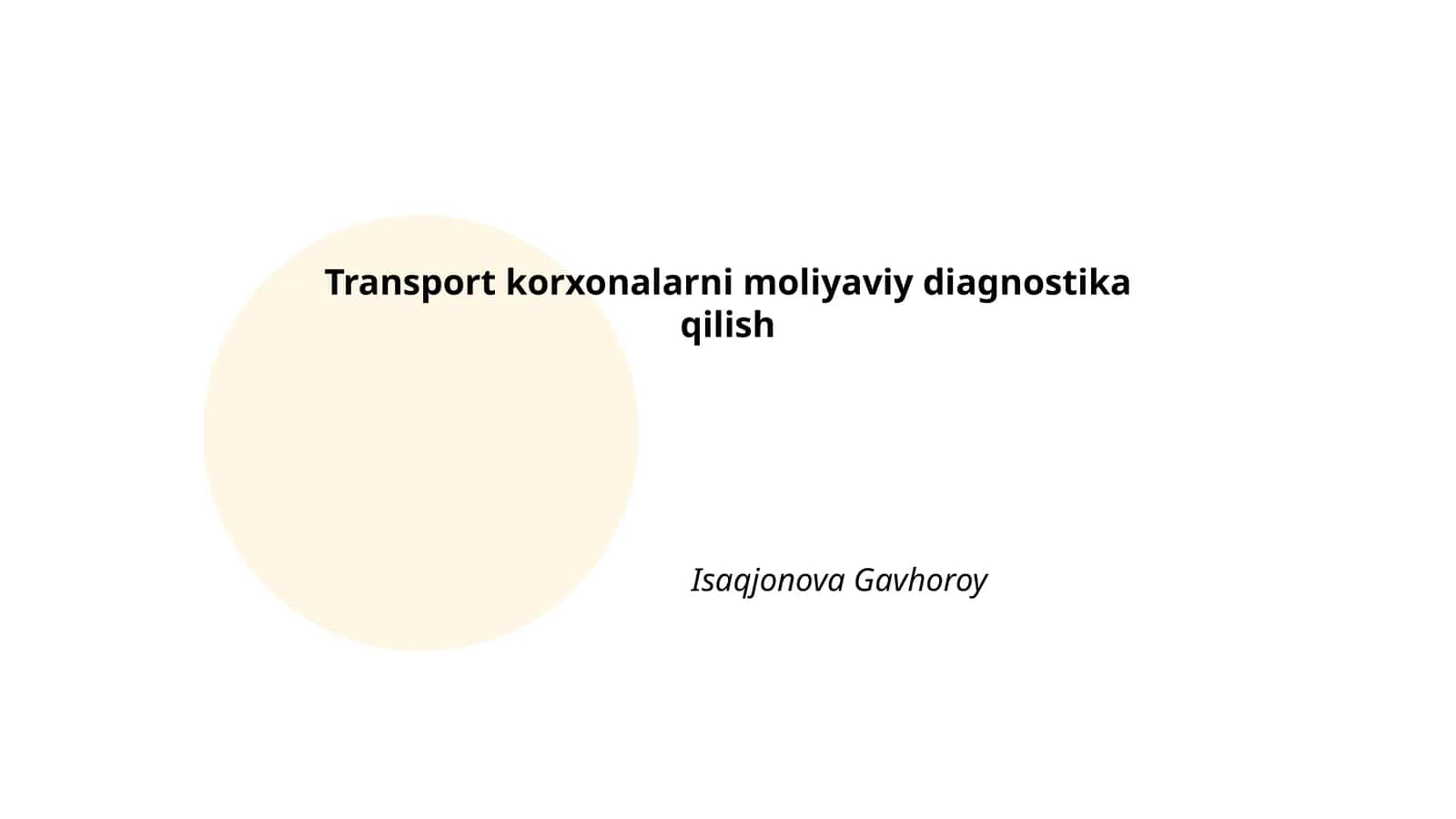 Moliyaviy diagnostika transport korxonalar uchun