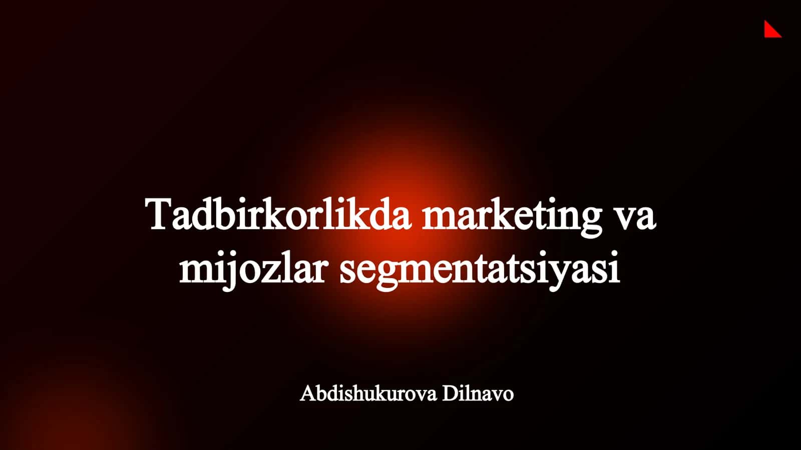 Tadbirkorlikda marketing va mijozlar segmentatsiyasi