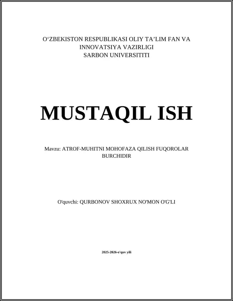 Fuqarolarning atrof‑muhitni muhofaza qilishdagi huquq va majburiyatlari