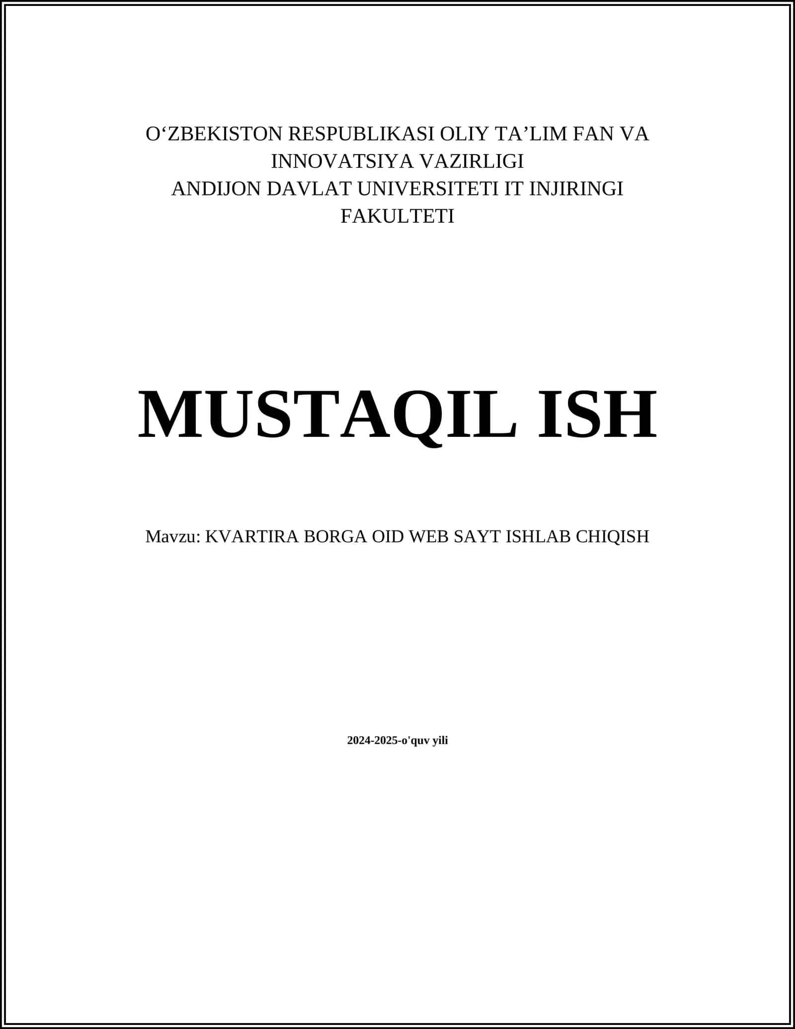 KVARTIRA BORGA OID WEB SAYT ISHLAB CHIQISH