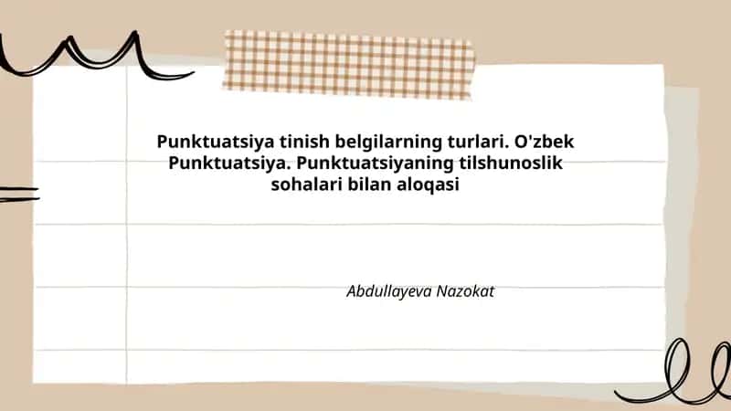 Punktuatsiya tinish belgilarning turlari