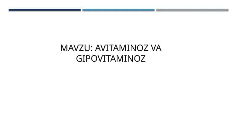 avitaminoz va gipovitaminoz