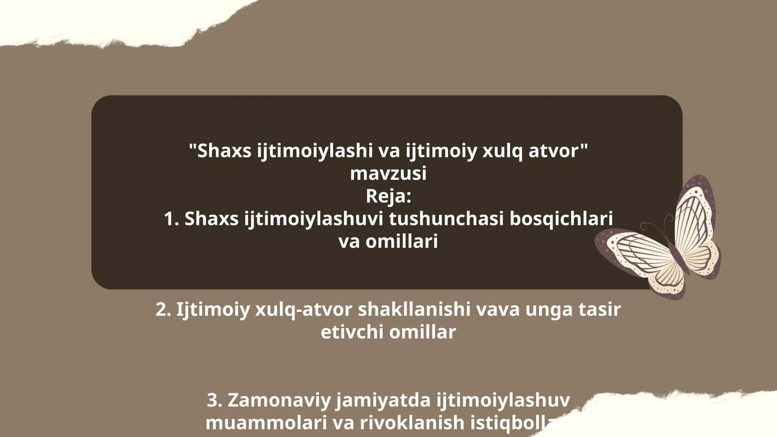 Shaxs ijtimoiylashi va ijtimoiy xulq atvor mavzusi