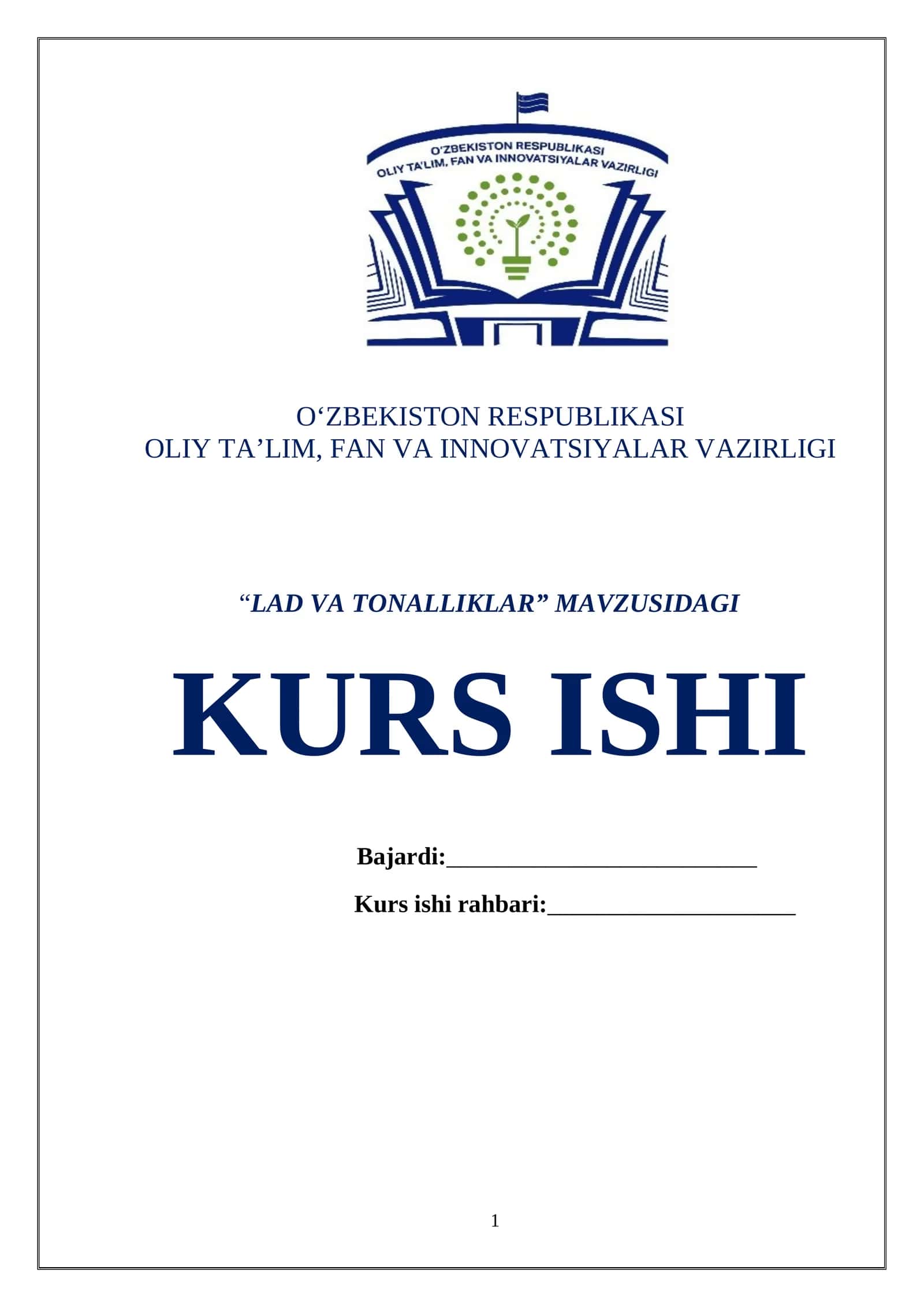 Lad va tonalliklar KURS ISHI