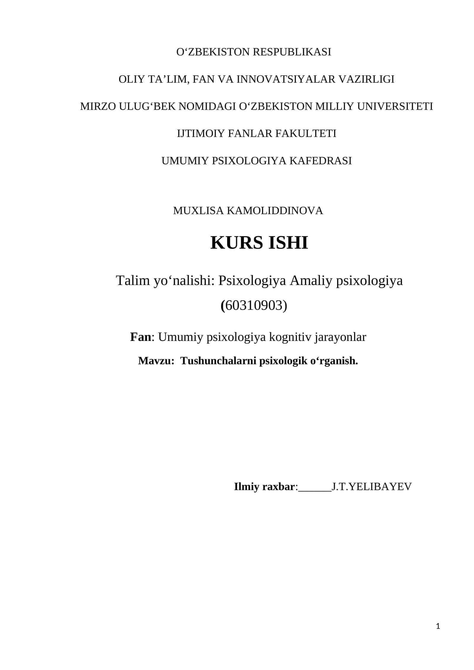 Tushunchalarni psixologik o‘rganish