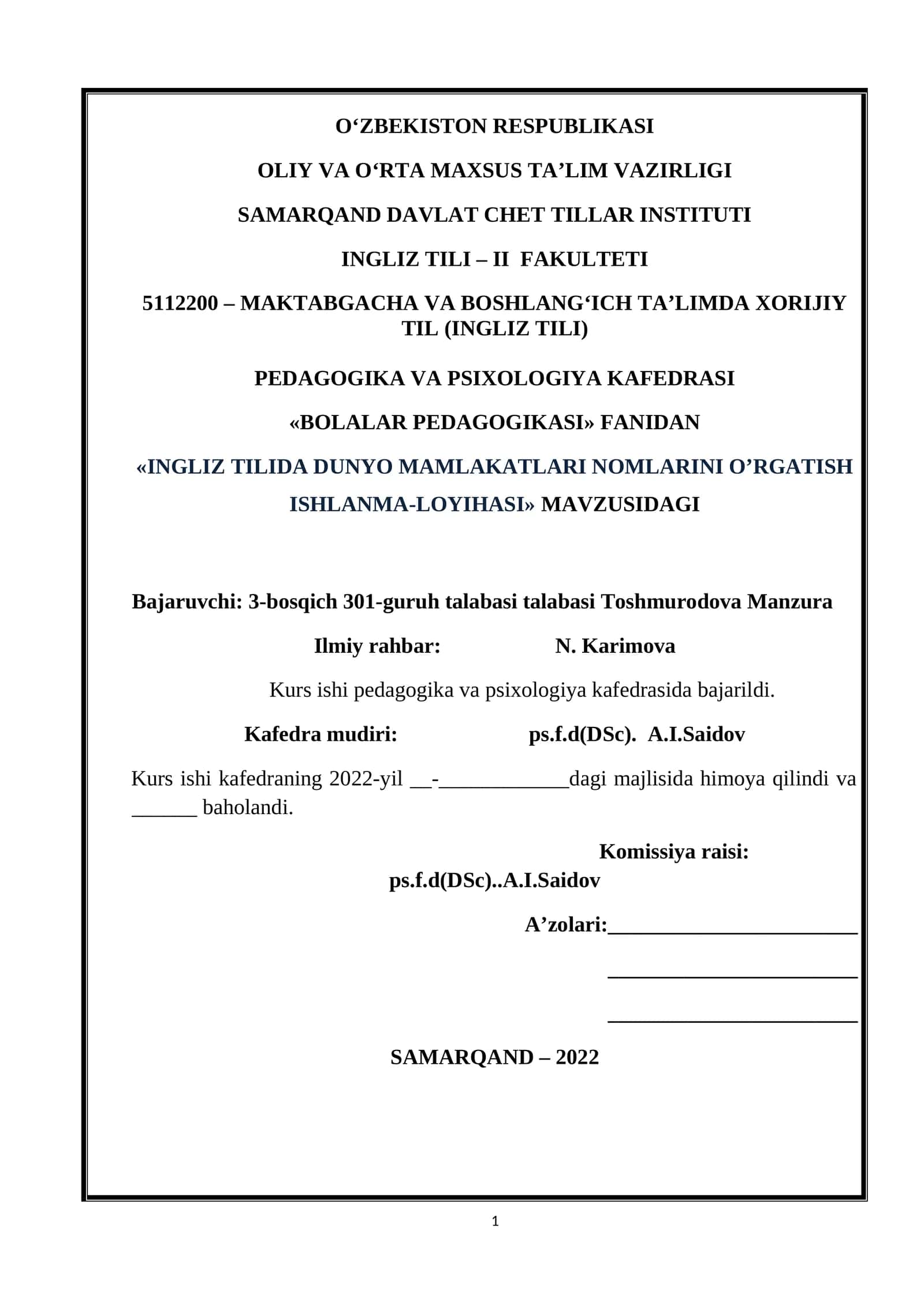BOLALAR PEDAGOGIKASI