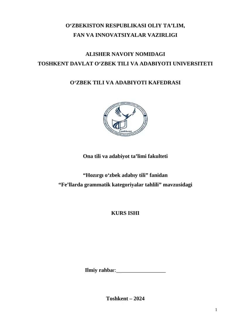 Fe’llarda grammatik kategoriyalar tahlili