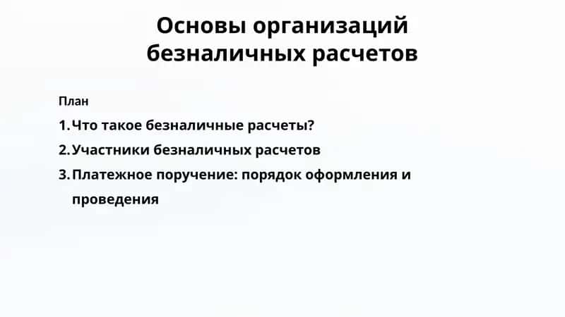 Основы организации безналичных расчетов