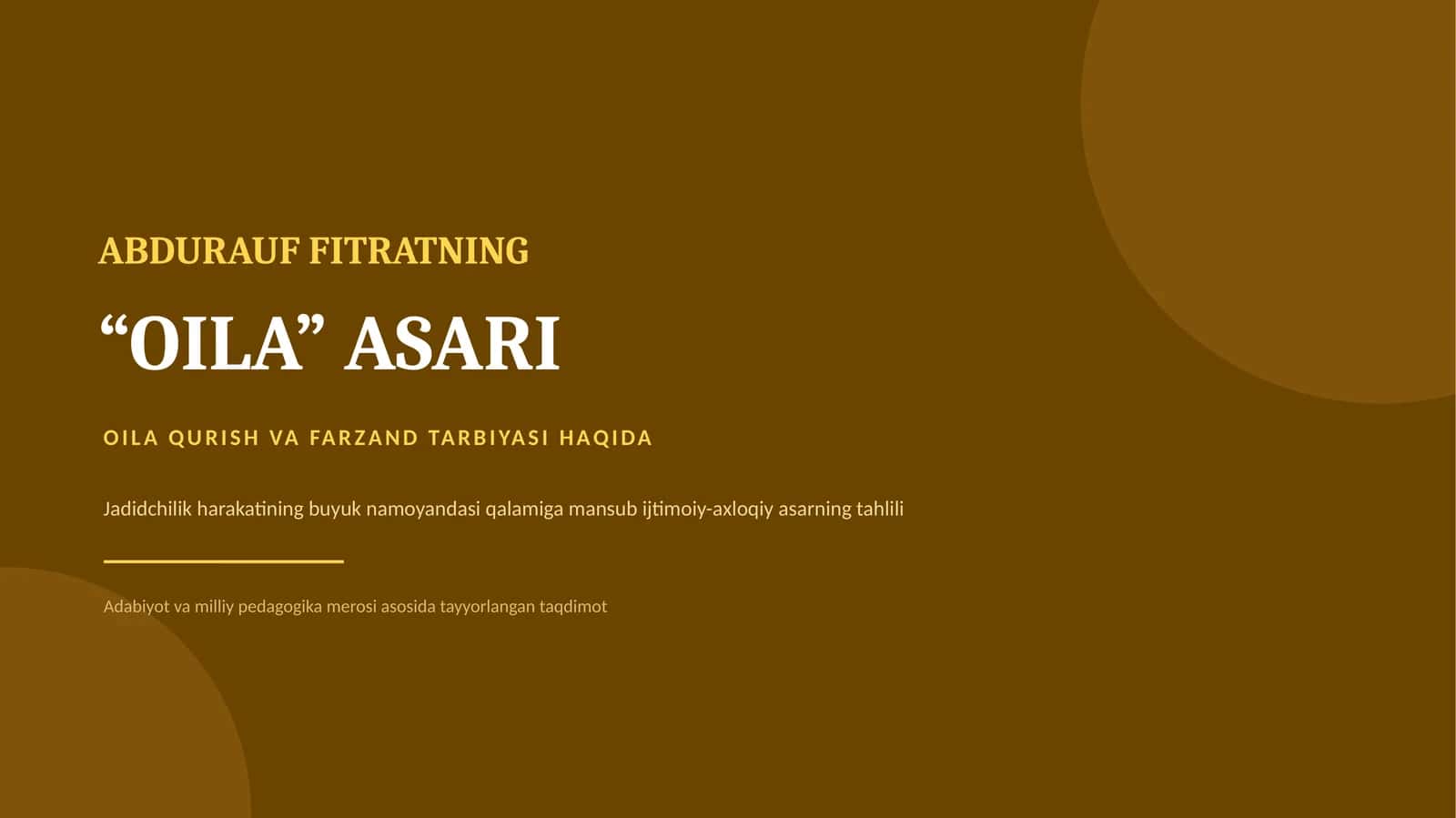Abdurauf Fitratning “OILA” Asari Taqdimoti