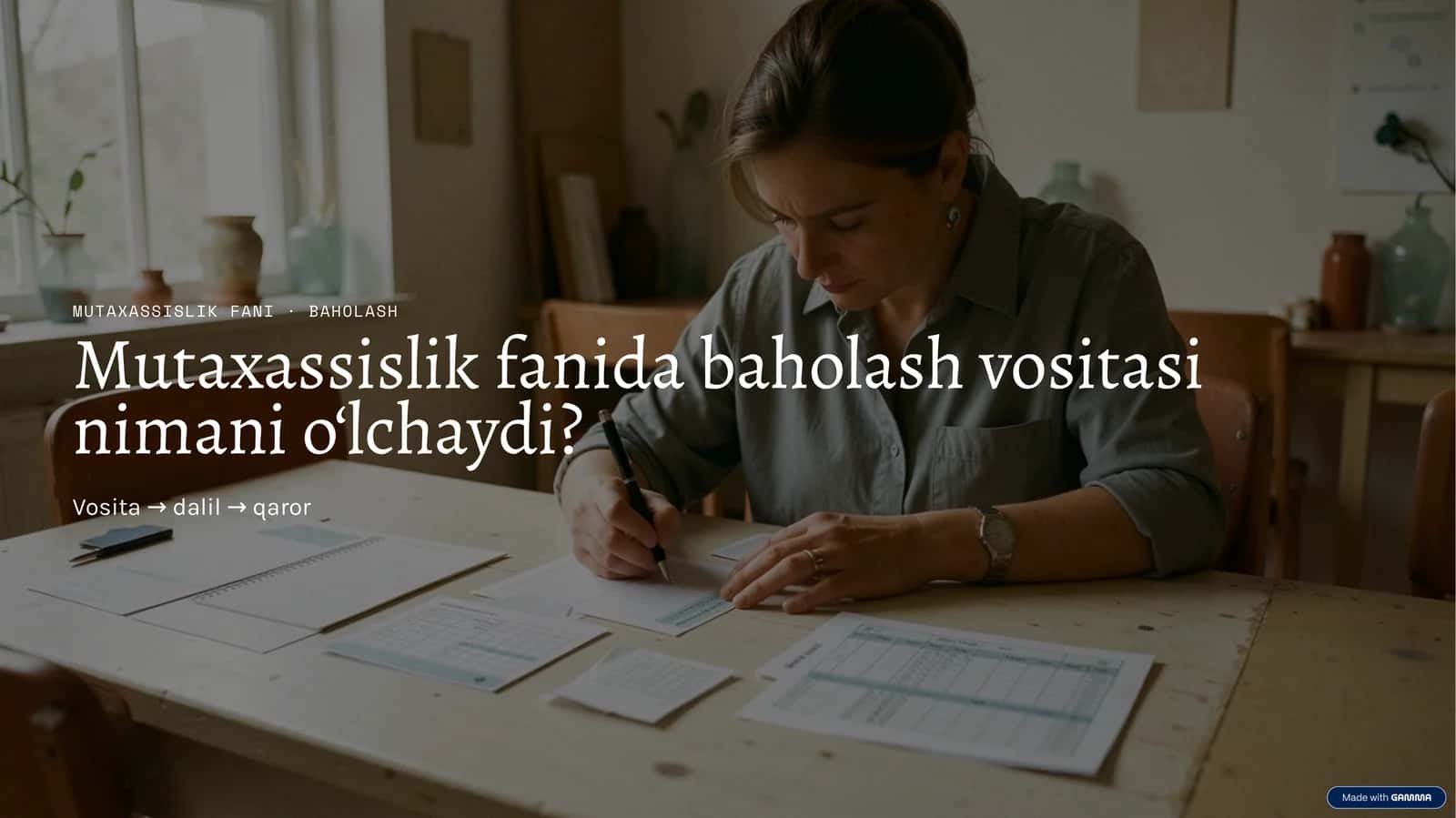 MUTAXASSISLIK FANI · BAHOLASH