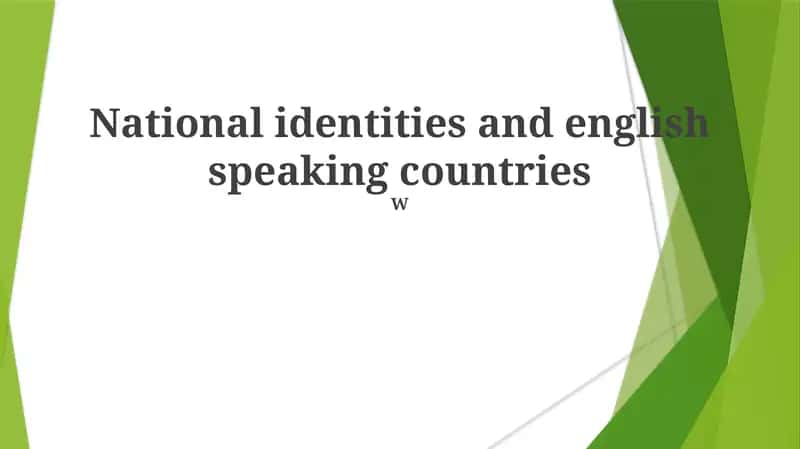 National identities and english speaking countries
