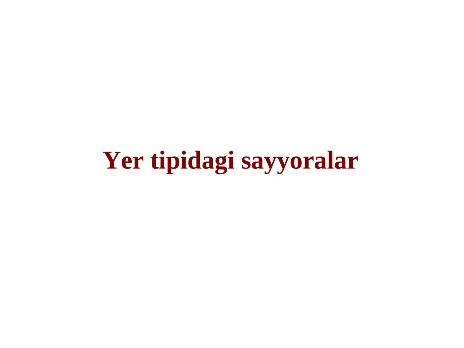 Yer tipidagi sayyoralar