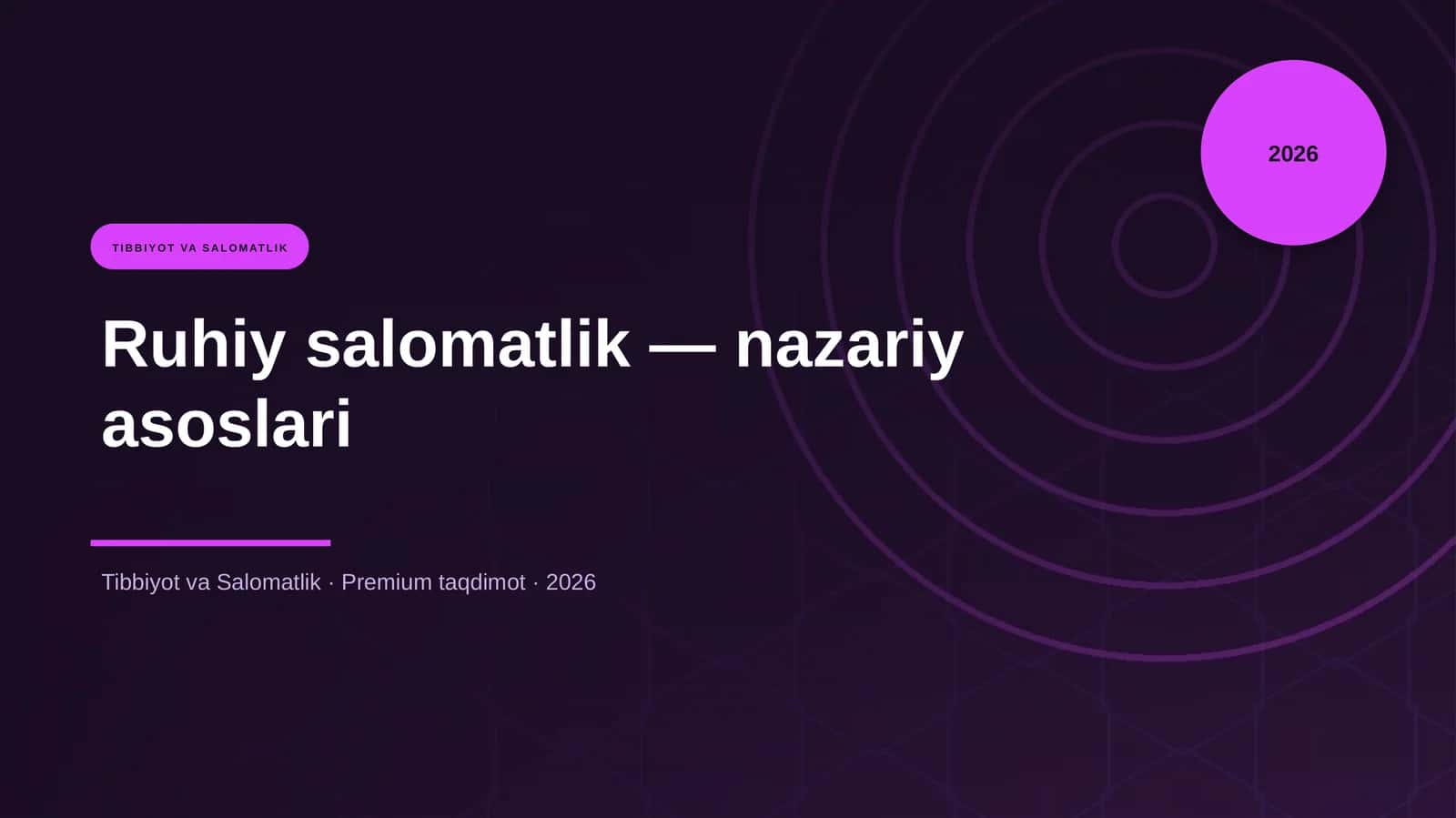 Ruhiy salomatlik — nazariy asoslari