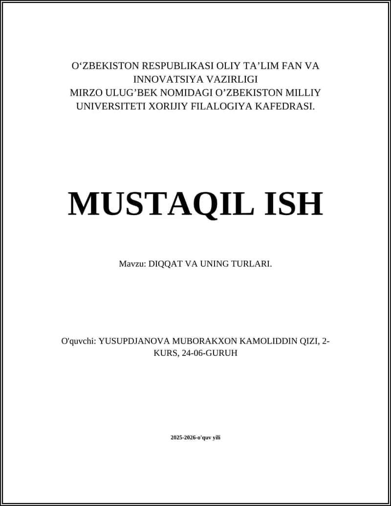 DIQQAT VA UNING TURLARI
