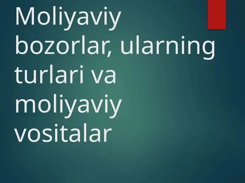 Moliyaviy bozorlar