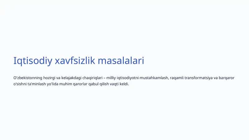 Iqtisodiy xavfsizlik masalalari
