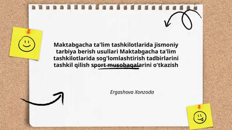 Maktabgacha ta'lim tashkilotlarida jismoniy tarbiya berish usullari