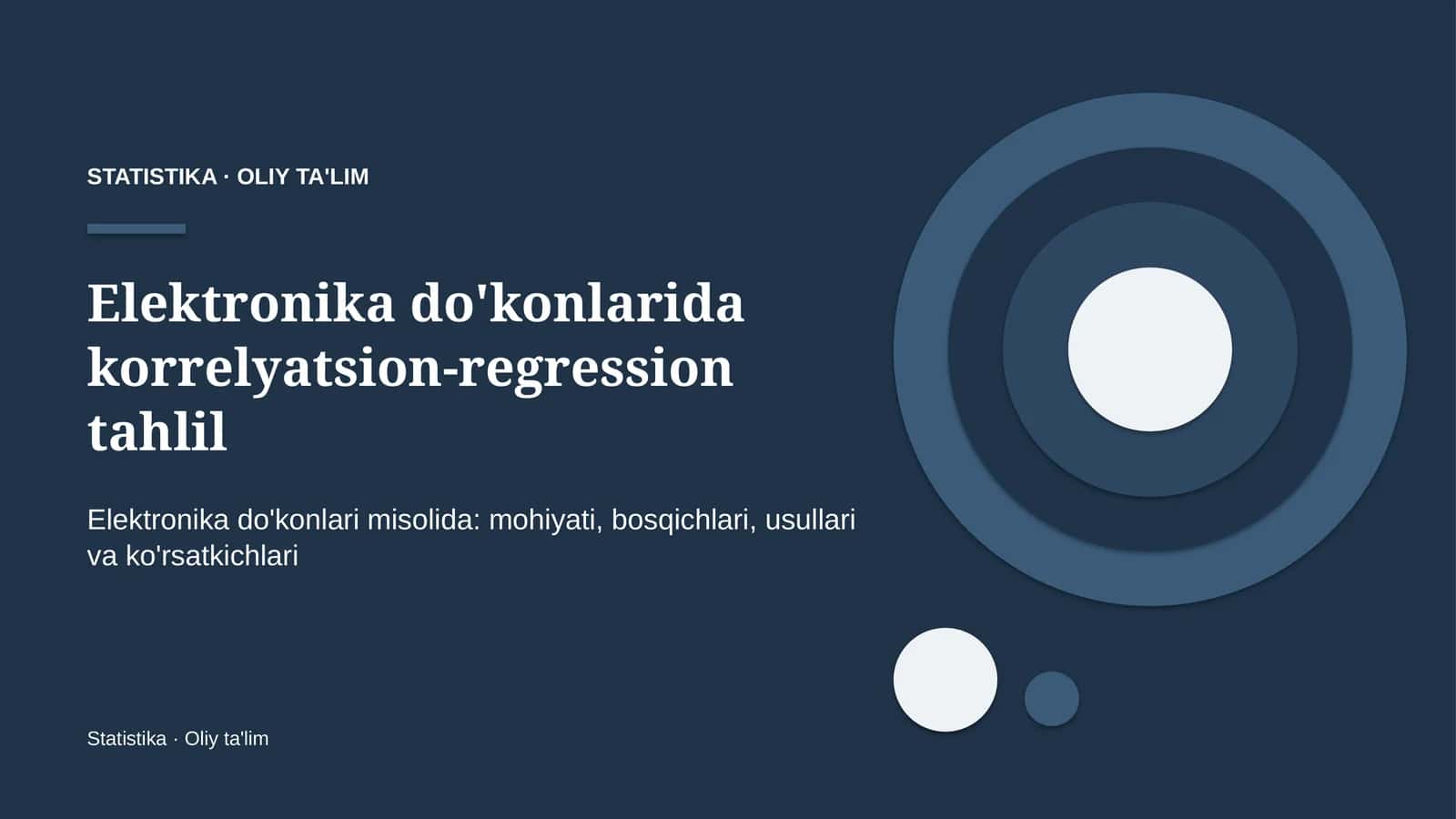 Elektronika do'konlarida korrelyatsion-regression tahlil