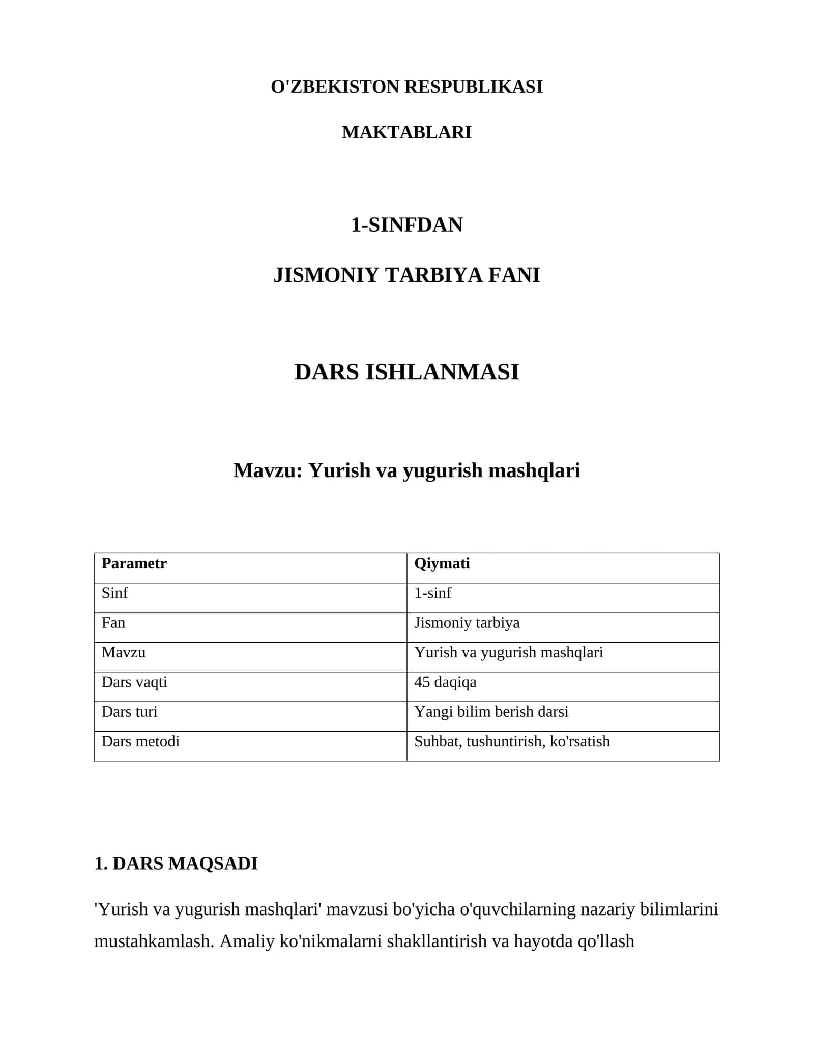 Yurish va yugurish mashqlari