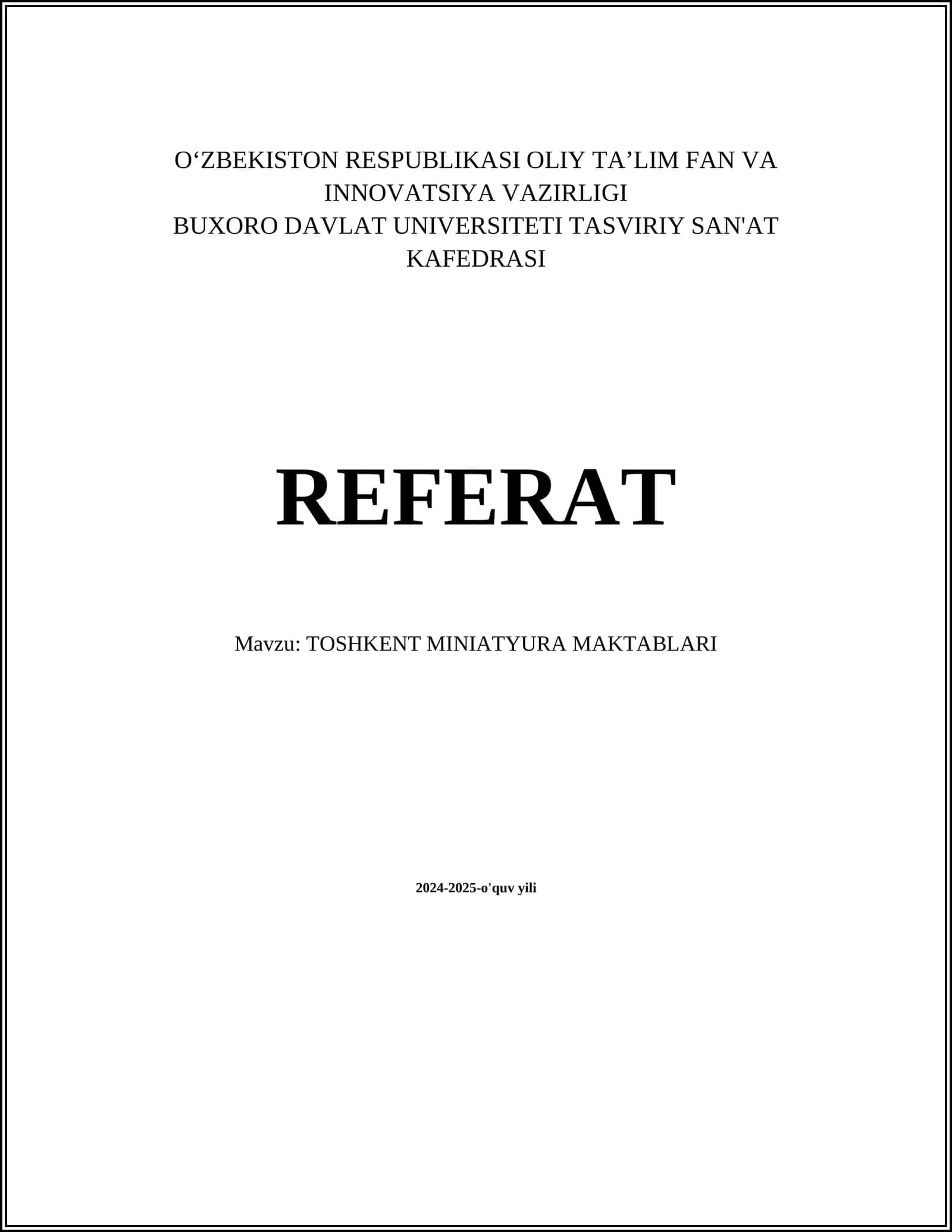 TOSHKENT MINIATYURA MAKTABLARI