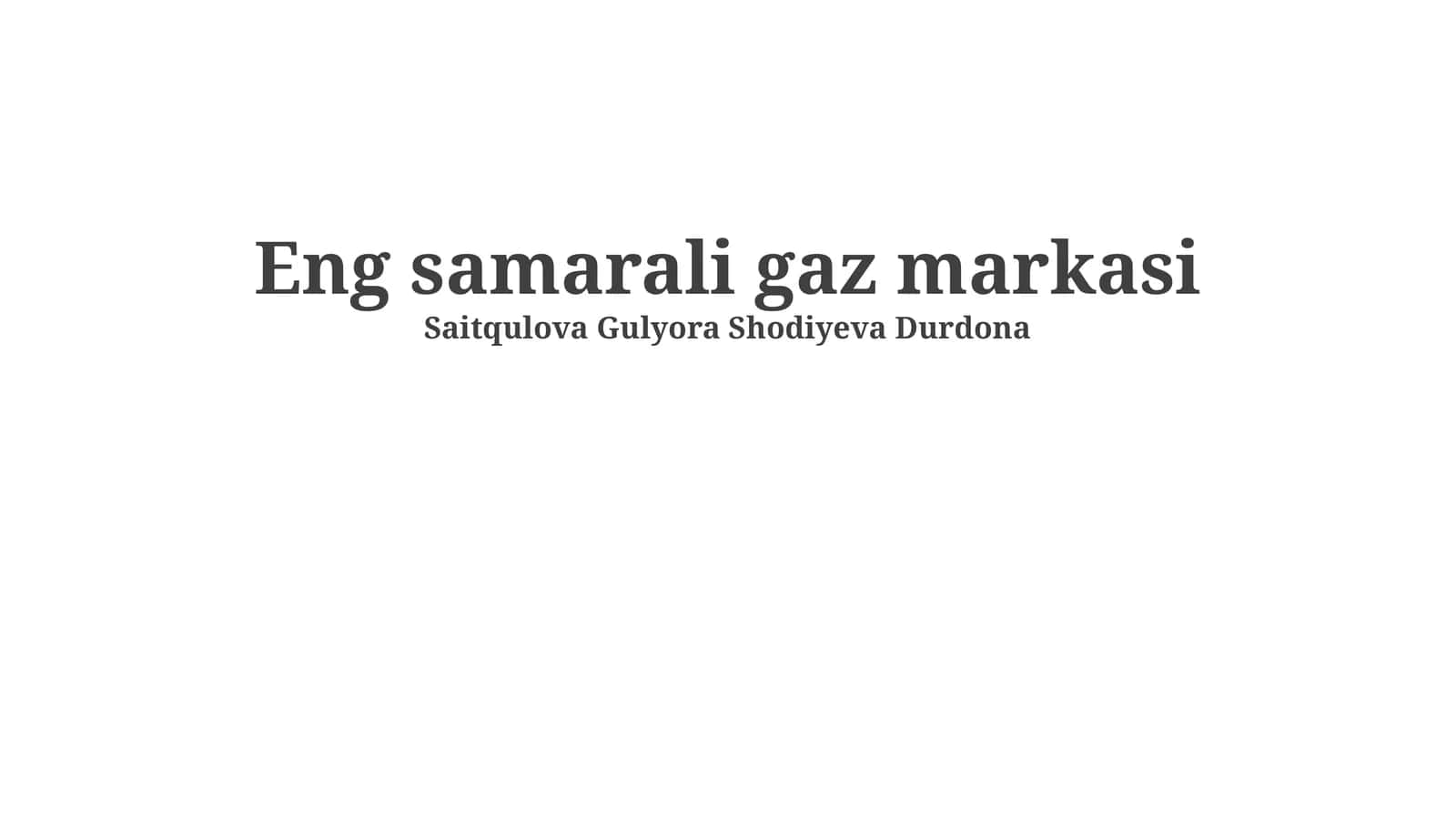 Eng Samarali Gaz Markasi