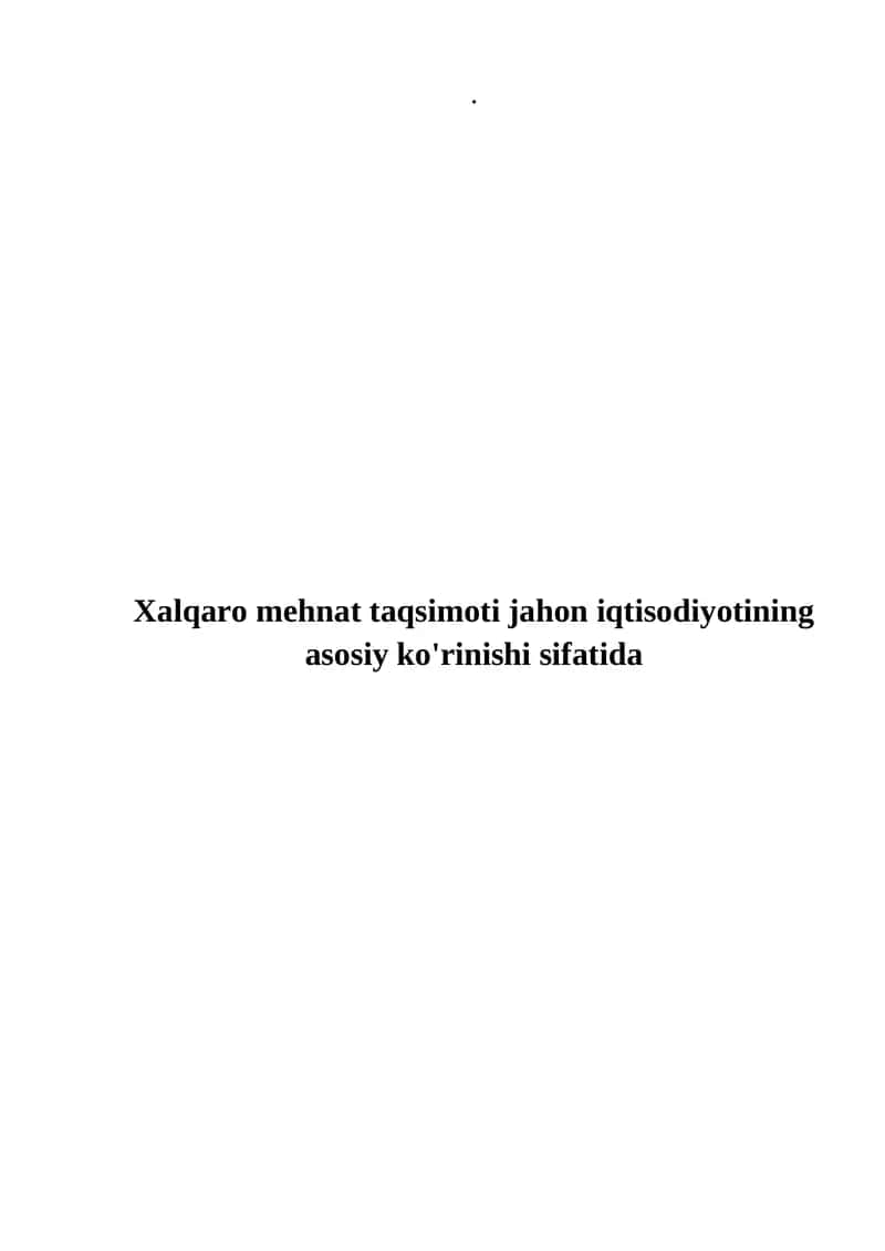 Xalqaro mehnat taqsimoti