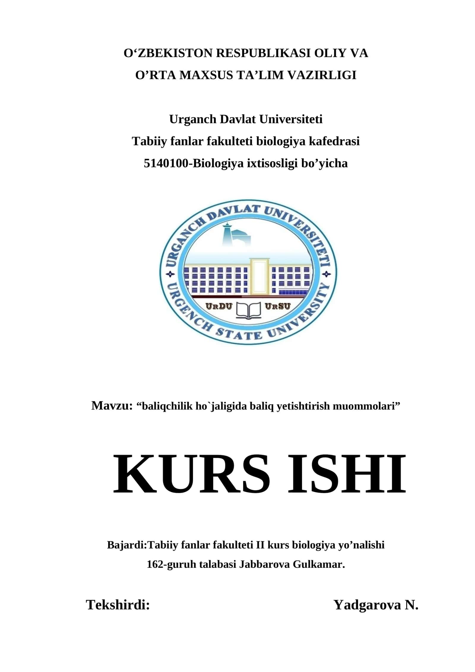 Baliqchilik ho`jaligida baliq yetishtirish muommolari