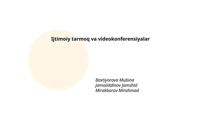 Ijtimoiy tarmoq va videokonferensiyalar