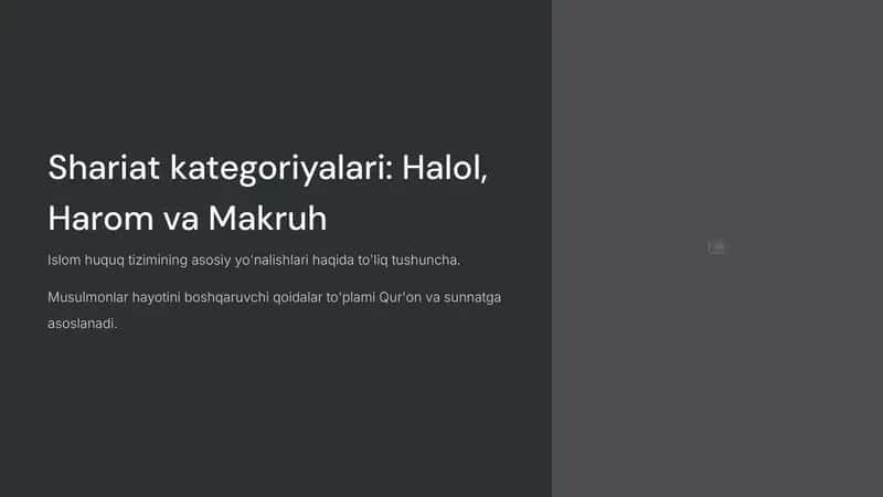 Shariat kategoriyalari: Halol, Harom va Makruh