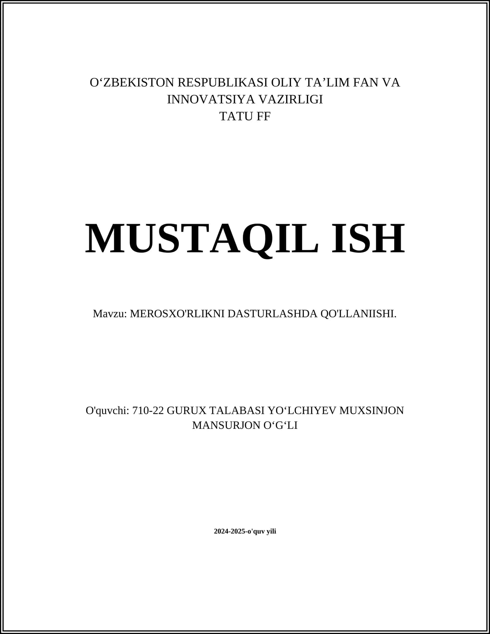 MA'LUMOTLAR TUZILMALARI