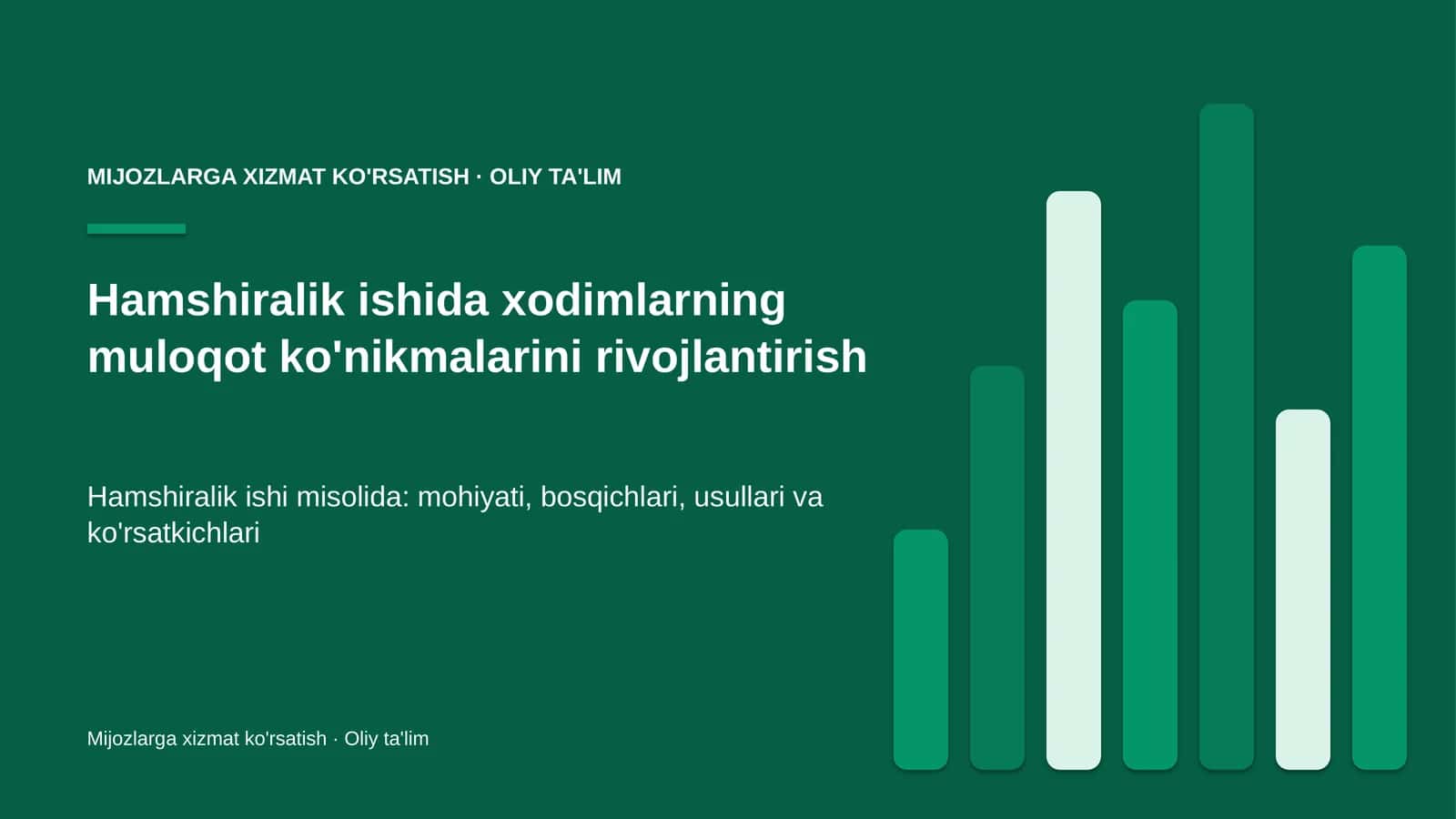 Hamshiralik ishida xodimlarning muloqot ko'nikmalarini rivojlantirish