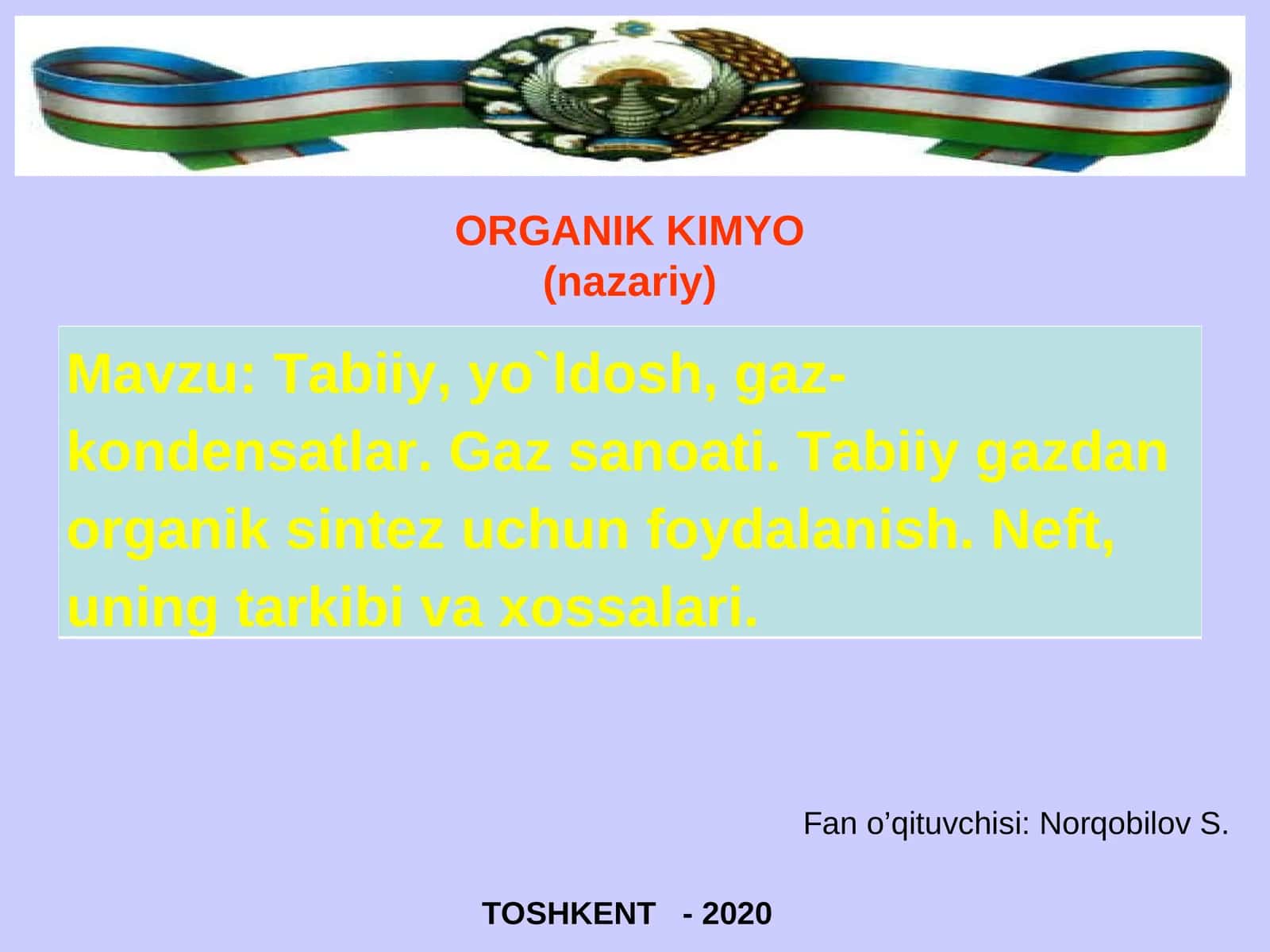 ORGANIK KIMYO (nazariy)