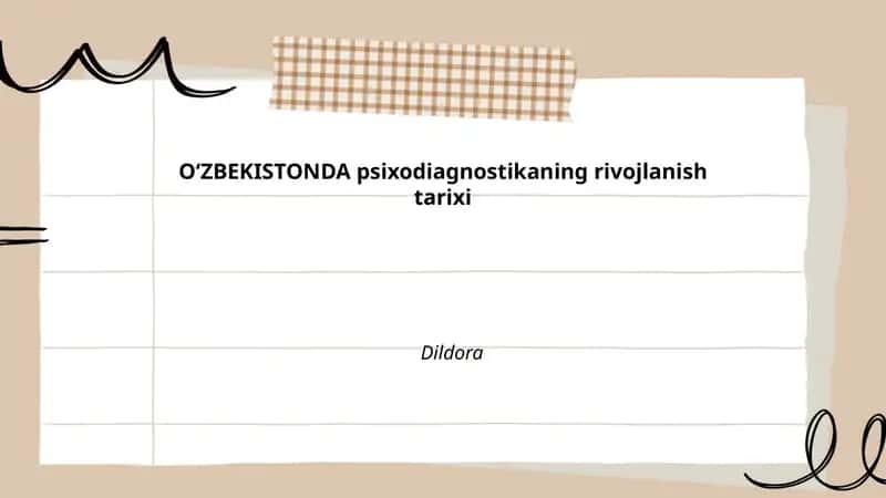 Oʻzbekistonda psixodiagnostikaning rivojlanish tarixi