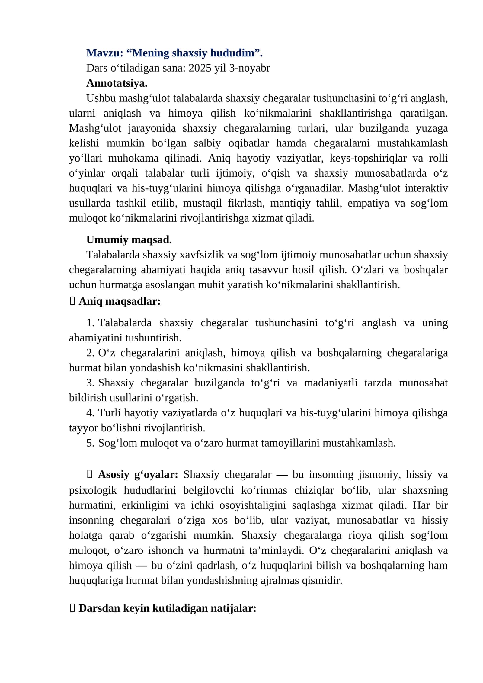 Mening shaxsiy hududim