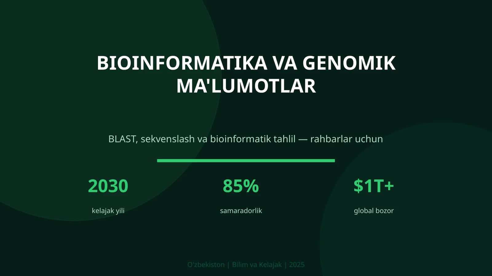 BIOINFORMATIKA VA GENOMIK MA'LUMOTLAR