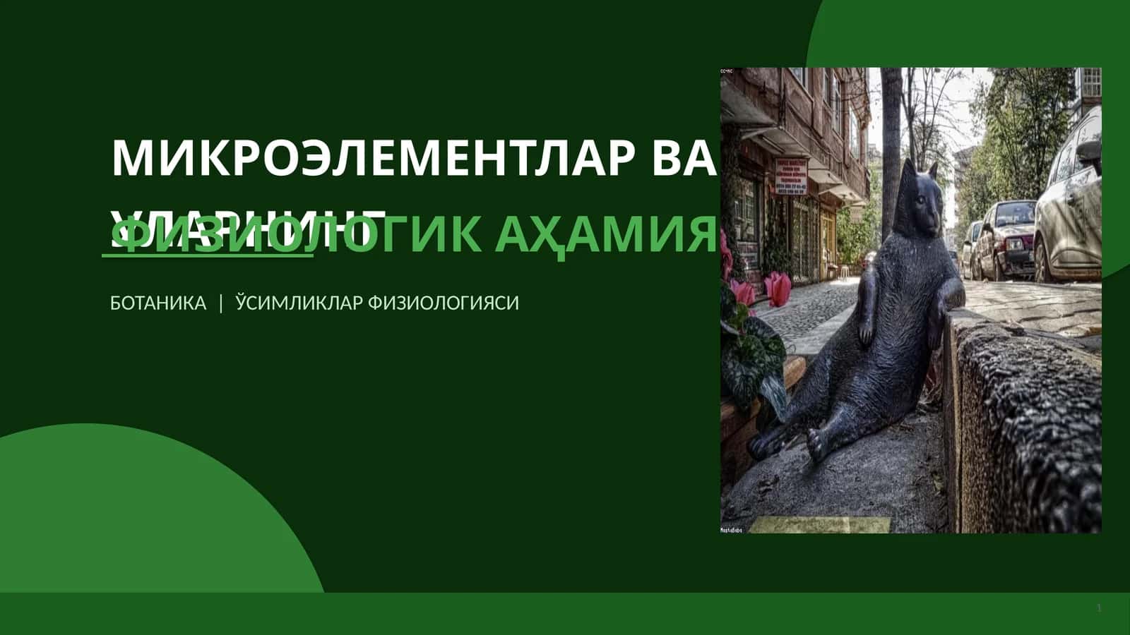 МИКРОЭЛЕМЕНТЛАР ВА УЛАРНИНГ ФИЗИОЛОГИК АҲАМИЯТИ